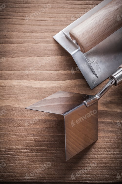 Preview: Vertical Version Copyspace Two Angle Formers On Wood Board.