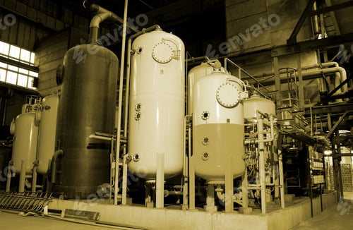 Preview: Different Size And Shaped Pipes And Tanks At A Plant