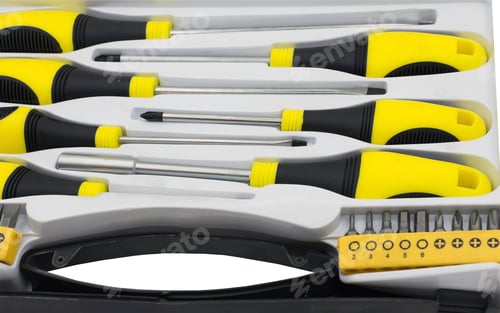 Preview: Screwdriver Set In A Box On White Background