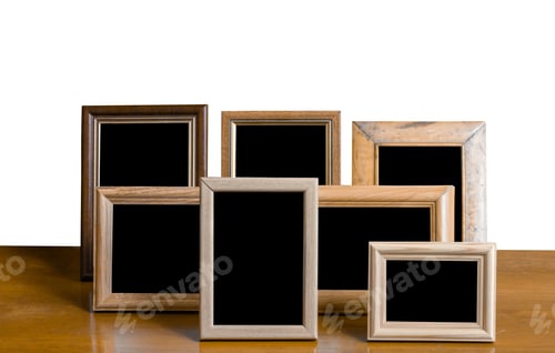 Preview: Photo Frame On Table, White Backgroud, Isolated With Clipping Path.