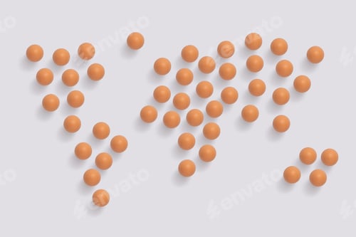 Preview: Creative Conceptual Easter Background With Raw Eggs Arranged As World Map