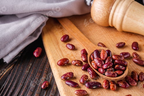Preview: Fresh Organic Natural Beans On Wooden Rustic Background