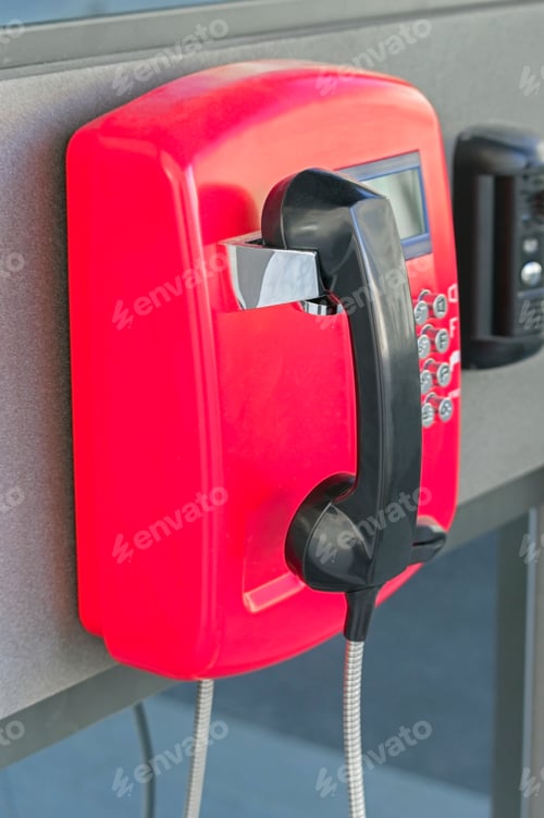 Preview: Red Public Telephone On City Streets