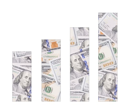 Preview: Bar Graphs Made Of Dollar Bills As Concept For Business Success.