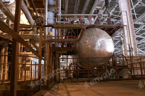 Preview: An Assortment Of Different Size And Shaped Pipes At A Power Plant.