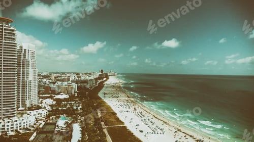 Preview: Amazing Aerial View Of Miami Beach And Coastline At Sunset, Florida.