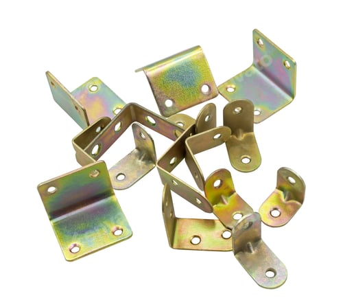 Preview: Metal Corners For Fastening On White Background