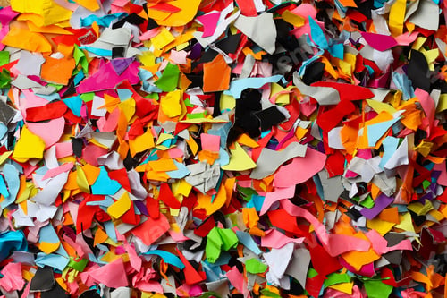 Preview: Torn Small Pieces Of Multi-Colored Paper, Bright Colorful Background