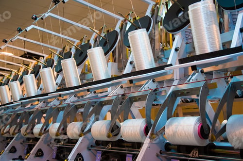 Preview: Industrial Fabric Production Line. Weaving Looms At A Textile Factory