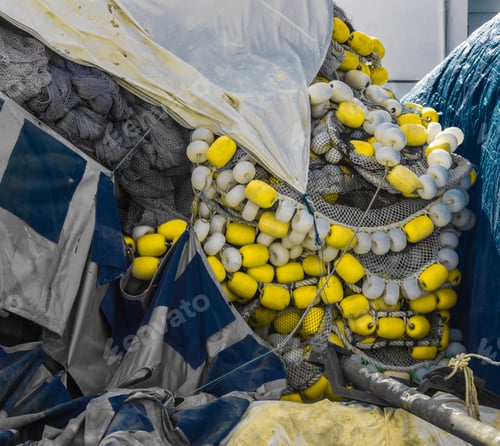 Preview: Close Up View Of Several Fishing Nets In A Heap