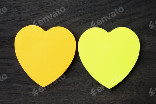 Preview: Two Blank Heart Shaped Stickers With Space For Text. Creative Symbolic Background On The Theme Of