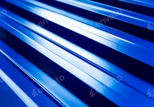 Preview: Blue Metallic Roof Tiles Background With Drops Of Water.