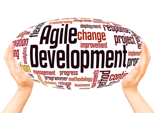 Preview: Agile Development Word Cloud Hand Sphere Concept On White Background.