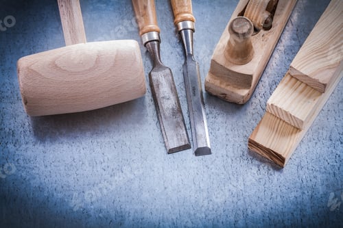 Preview: Composition Of Joiner�?S Tools On Metallic Background Construction Concept.