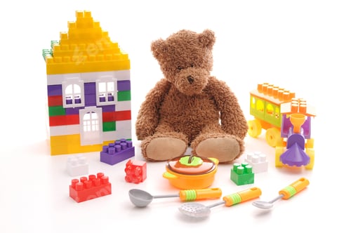 Preview: Different Baby Toys On A White Background
