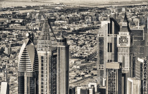 Preview: Aerial View Of Downtown Dubai At Sunset.