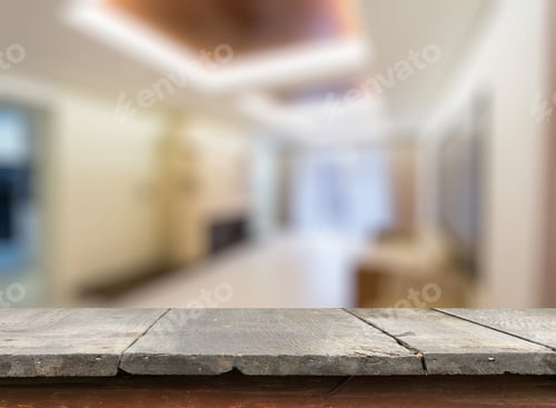 Preview: Old Vintage Wooden Table In The Living Room