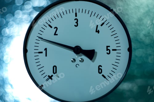 Preview: Gas Pressure Gauge On Technical And Machine Background.