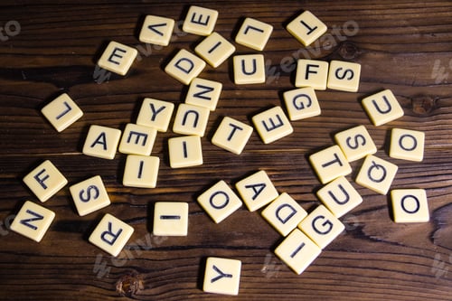 Preview: Many Letters On Wooden Background