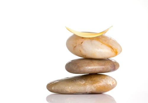 Preview: Spa Stones And Orange Leaf, Isolated On White Background.