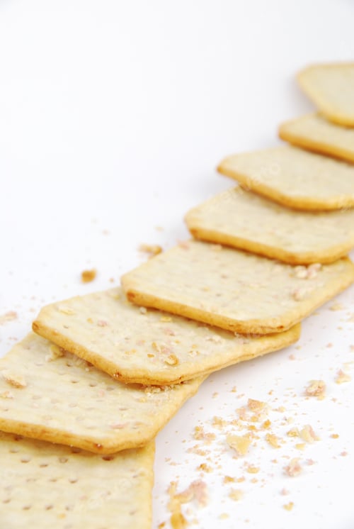 Preview: Rectangular Cheese Crackers Isolated On White Background