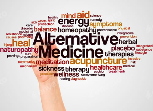 Preview: Alternative Medicine Word Cloud And Hand With Marker Concept On White Background.