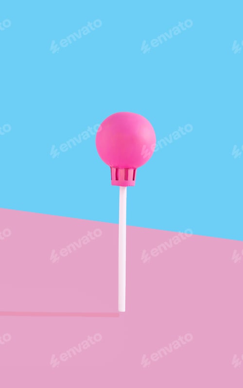 Preview: Creative Concept With Lollipop Mad Of Christmas Tree Ball. Christmas And Holiday Season Concept
