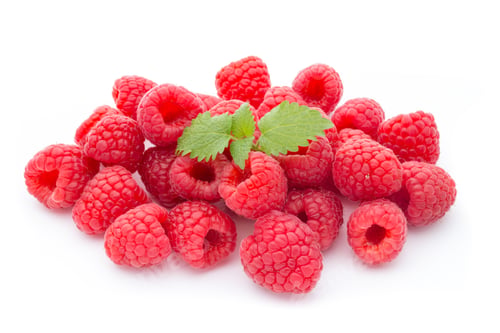 Preview: Ripe Raspberry With Leaf Isolated On The White Background.
