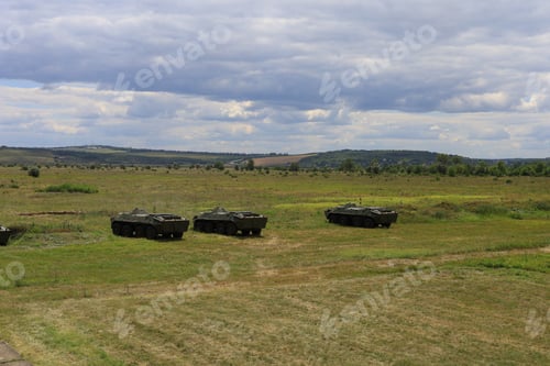 Preview: Armored Personnel Carrier Infantry Fighting Vehicle. Military Background With Copyspace. Lots Of