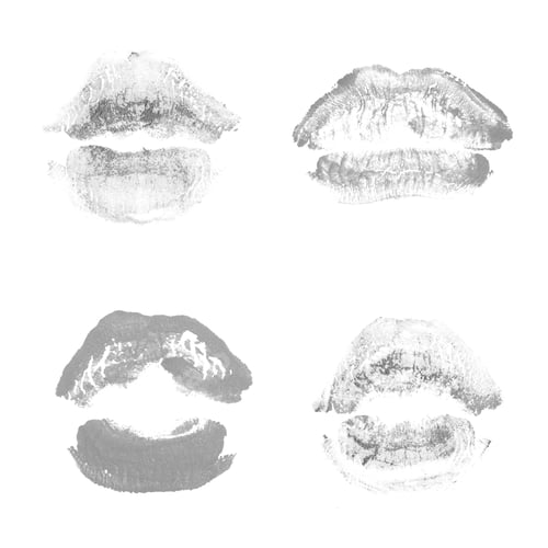 Preview: Female Lips Lipstick Kiss Print Set For Valentine Day And Love Collection Isolated On White