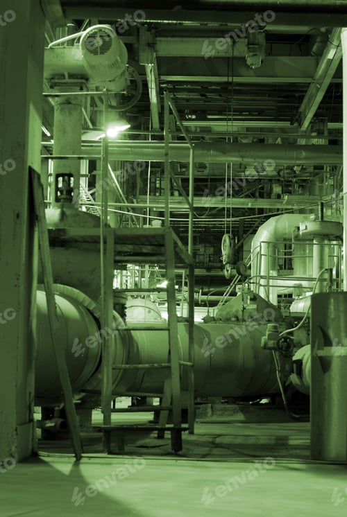Preview: Pipes And Tubes And Chimney At A Power Plant