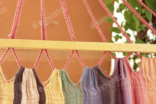 Preview: Detail Of A Fabric Hammock Hung In A Garden Of A House