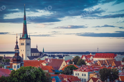 Preview: Spring Cityscape Of Old Town Tallinn At Dusk, Estonia
