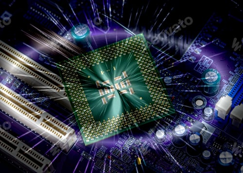Preview: Macro View Of Cpu Pins And Circuit Mother Board