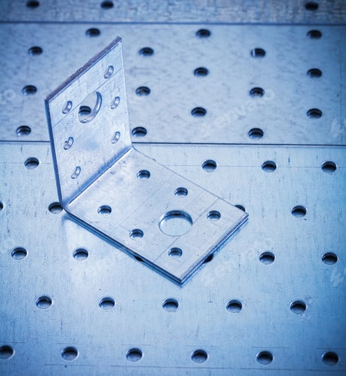 Preview: Stainless Angle Iron On Perforated Metallic Sheet Construction Concept.
