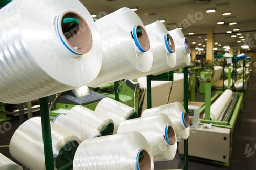 Preview: Industrial Fabric Production Line. Weaving Looms At A Textile Factory