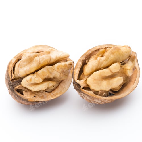 Preview: Walnut And Walnut Kernel Isolated On The White Background.