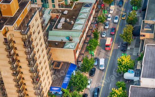 Preview: City Traffic Overhead Aerial View.