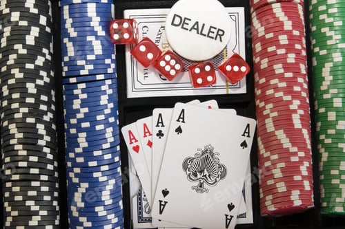 Preview: Gambling Background With Dollars,Dices And Chips