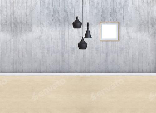 Preview: Interior Wall with Lamps and Picture Frame