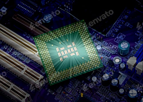 Preview: Macro View Of Cpu Pins And Circuit Mother Board