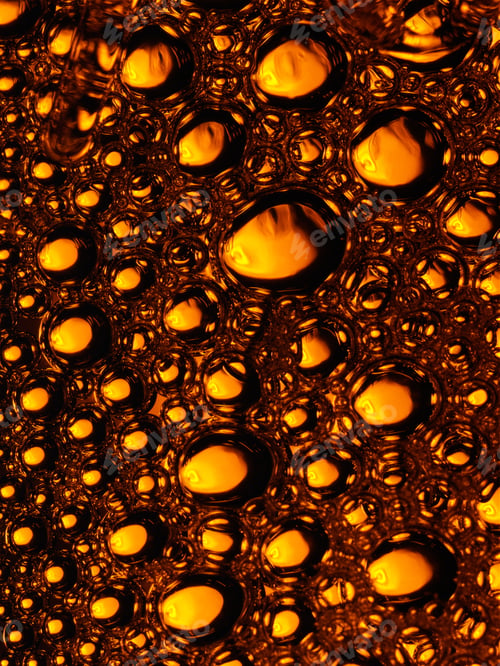 Preview: Beer Bubbles Like Foam In A Beer Bottle Like Water With Golden Color Like A Cell Microorganism