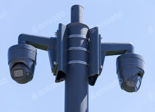 Preview: Spherical Ip Security Camera On Background Blue Sky
