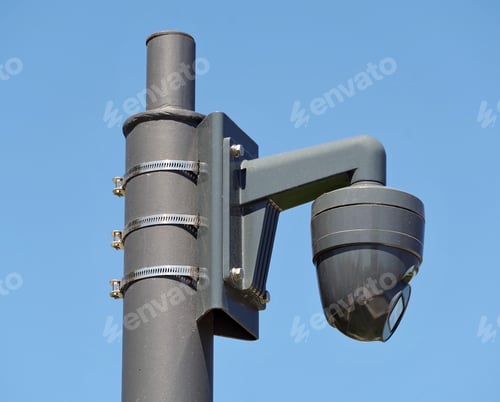 Preview: Spherical Ip Security Camera On Background Blue Sky