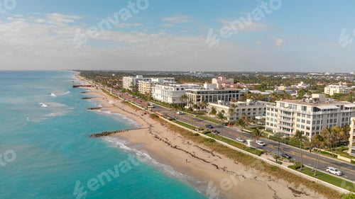 Preview: Aerial View Of Palm Beach Oceanfront At Sunset, Florida.