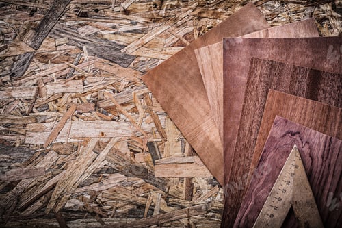 Preview: Veneer Sheets Ruler On Wood Board Construction Concept.