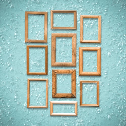 Preview: Old Wooden Frames On Old Blue Wall