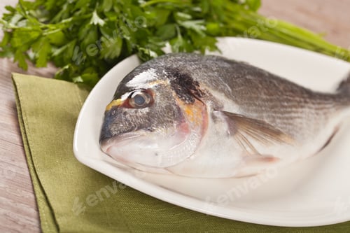 Preview: Fresh Raw Sea Bream Ready To Be Cooked