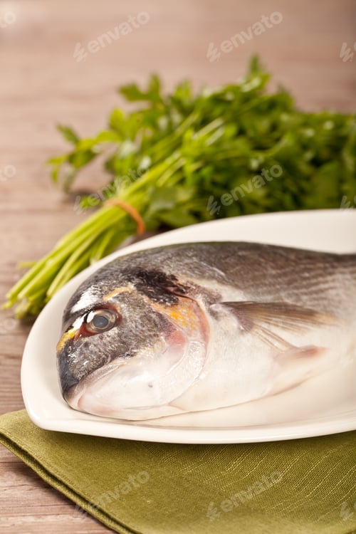 Preview: Fresh Raw Sea Bream Ready To Be Cooked