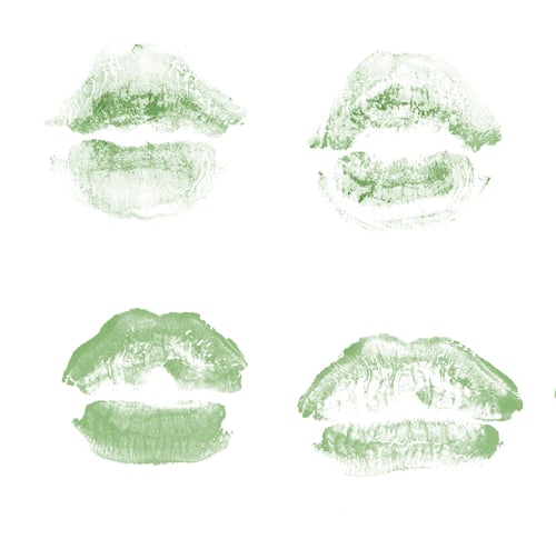 Preview: Female Lips Lipstick Kiss Print Set For Valentine Day And Love Collection Isolated On White